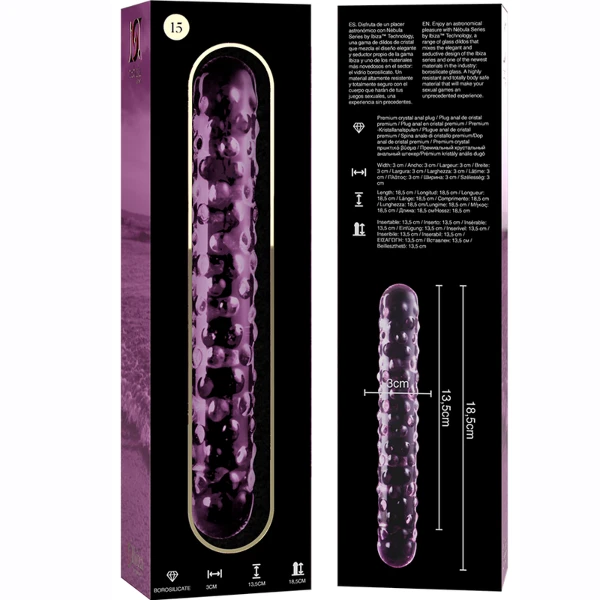 NEBULA SERIES BY IBIZA - MODELO 15 DILDO CRISTAL ROSA 18.5 CM -O- 3 CM