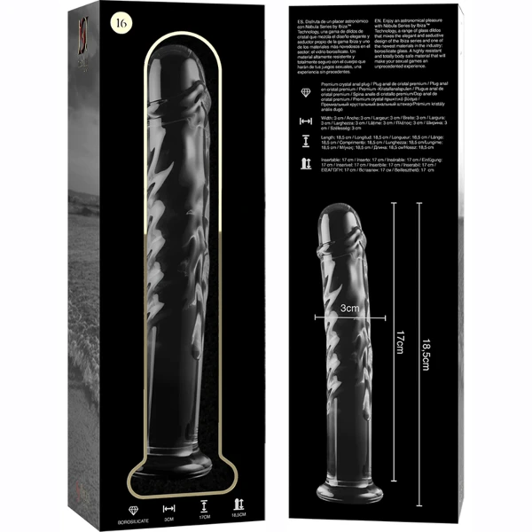 NEBULA SERIES BY IBIZA - MODELO 16 DILDO CRISTAL TRANSPARENTE 18.5 CM -O- 3 CM