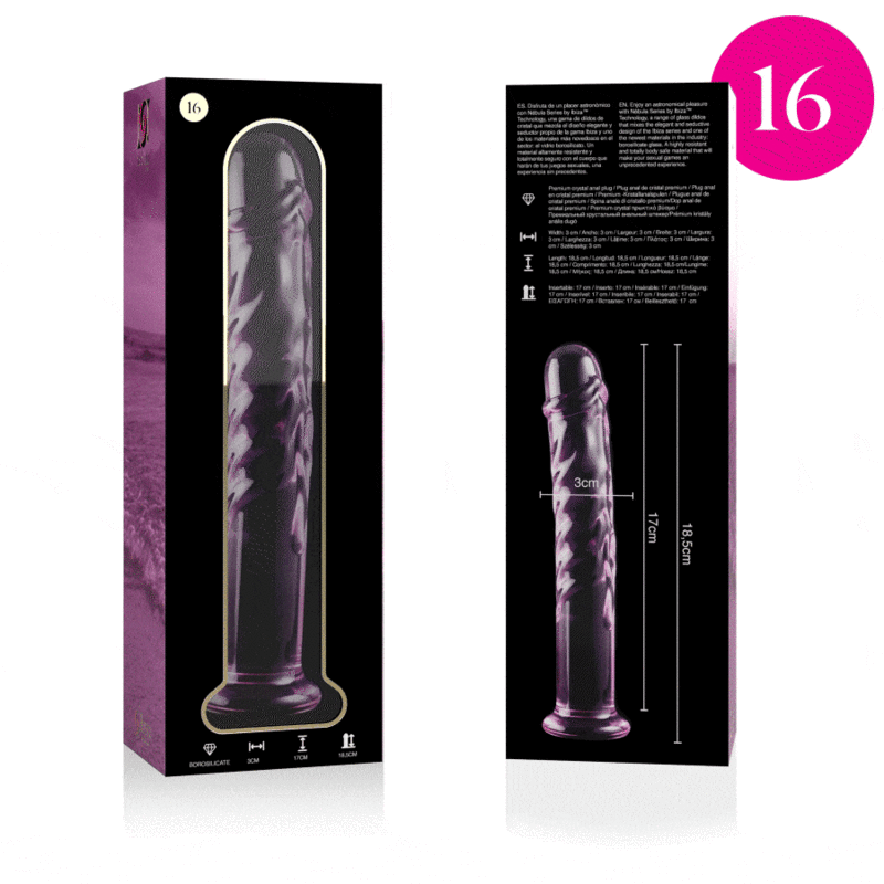 NEBULA SERIES BY IBIZA - MODELO 16 DILDO CRISTAL ROSA 18.5 CM -O- 3 CM
