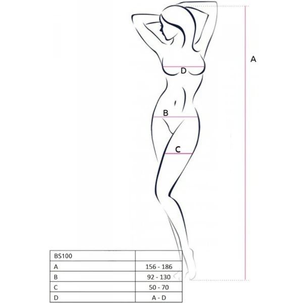 PASSION - BS100 BODYSTOCKING BLANCO TALLA ÚNICA