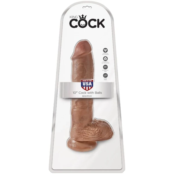 KING COCK - PENE REALISTICO CON SFERE 19.8 CM CARAMEL