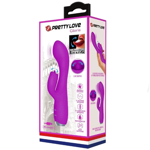 PRETTY LOVE - VIBRATORE RICARICABILE GLORIA RABBIT-VIOLA IMPERMEABILE
