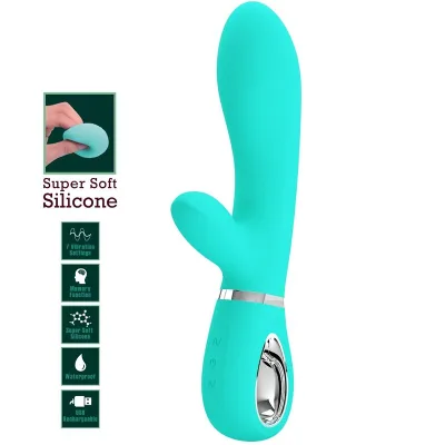 PRETTY LOVE - VIBRATORE MULTIFUNZIONE G-SPOT THOMAS VERDE ACQUA