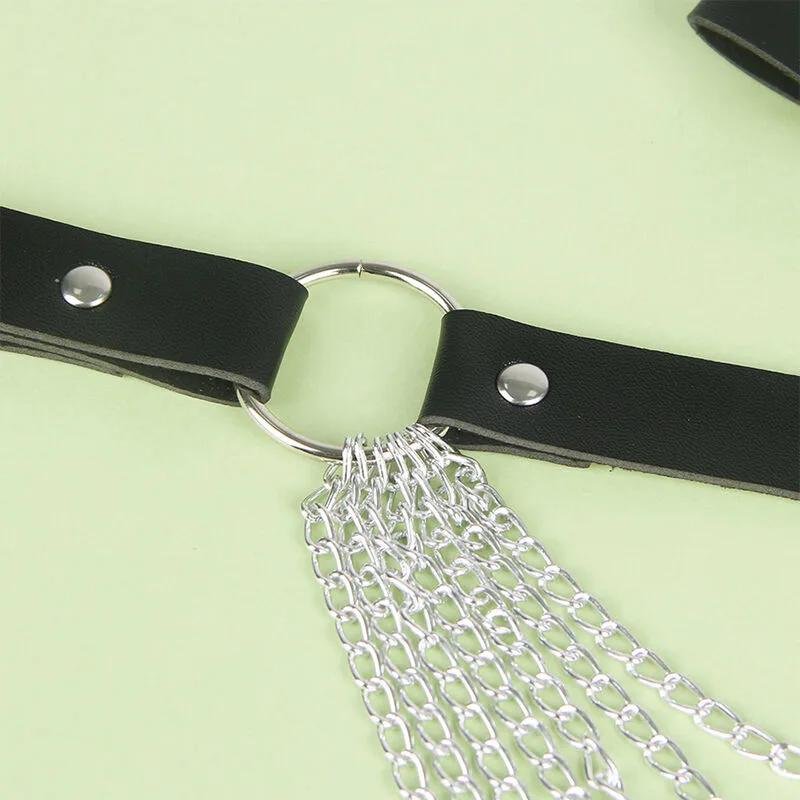 SUBBLIME - CINTURÓN DE CADENAS CUERO NEGRO TALLA ÚNICA