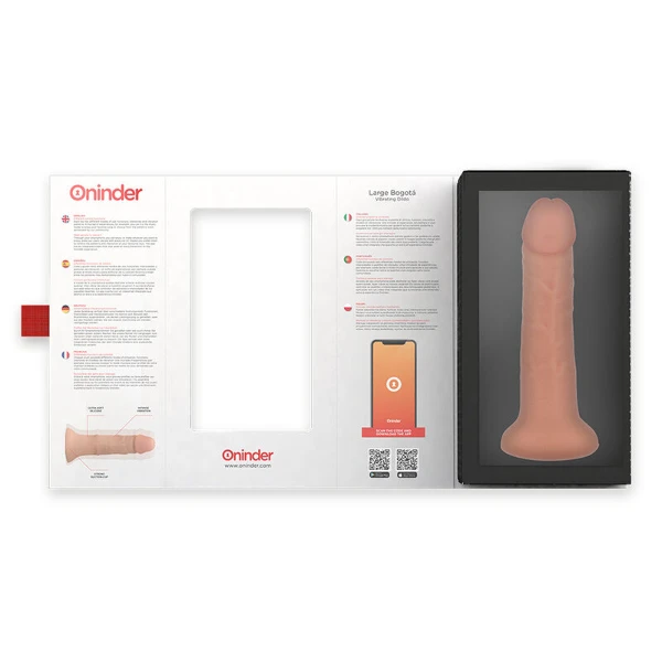 ONINDER - LARGE BOGOTÁ DILDO VIBRADOR 9 VELOCIDADES NATURAL 22 CM -O- 4.5 CM - APP GRATUITA