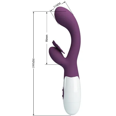 PRETTY LOVE - BUTTERFLY KISS VIBRATORE RABBIT E STIMOLATORE PUNTO G VIOLA