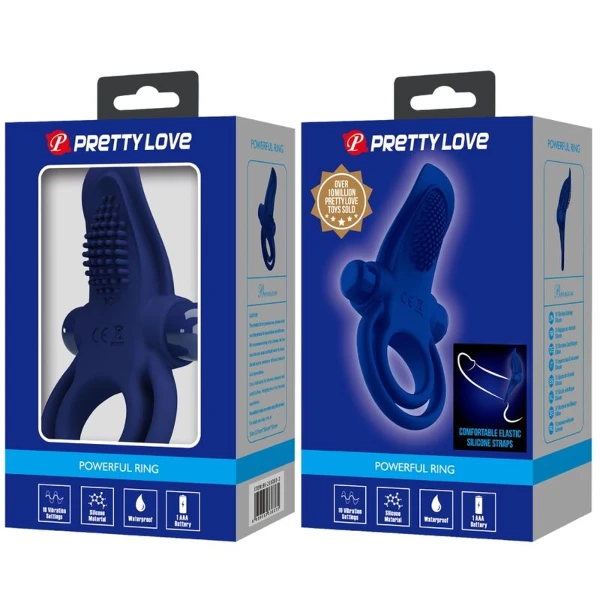 PRETTY LOVE - BRONSON ANELLO DOPPIO CON VIBRAZIONE BLU