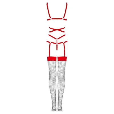 LIVCO CORSETTI FASHION - THIARA LC 20213 SET BODY + CALZE ROSSO L/XL