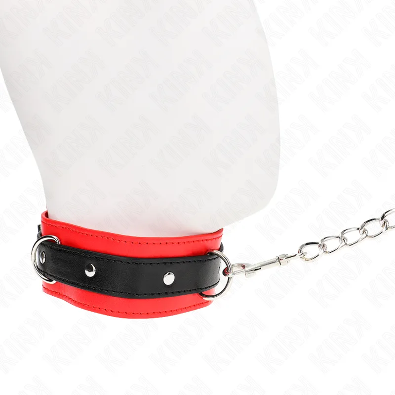 KINK - COLLARE MODELLO BASE CON GUINZAGLIO 65 CM MODELLO 3 ROSSO 53 X 5 CM