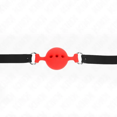 KINK - MORDAZA 55 x 2 CM DE BOLA 4.5 CM DE SILICONA COMPLETA TALLA M ROJO AJUSTABLE 35-51 CM