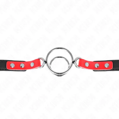 KINK - MORDAZA CON MÚLTIPLES JUNTAS TÓRICAS 4 / 4.8 CM ROJO AJUSTABLE 38 X 56 CM