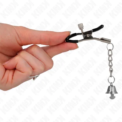 KINK - PINZAS PARA PEZONES CON COLGANTE DE CAMPANA PLATEADO 6 CM