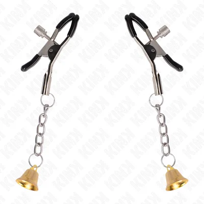 KINK - PINZAS PARA PEZONES CON COLGANTE DE CAMPANA DORADO 6 CM