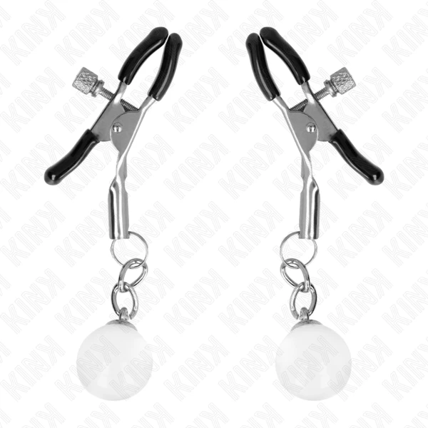 KINK - PINZAS PARA PEZONES PLATEADAS CON COLGANTE DE VIDRIO 6 CM
