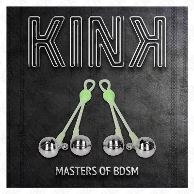 KINK - PINZAS PARA PEZONES LUMINOSAS FORMA CALABERA CON CASCABEL SONORO AJUSTABLE VERDE / PLATEADO