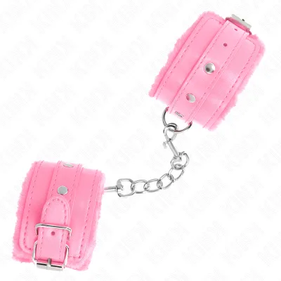 KINK - MUÑEQUERAS FORRADAS PREMIUM ROSA CON CORREA ROSA AJUSTABLE 17-29 CM X 6 CM