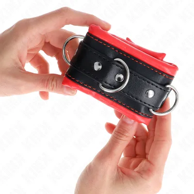 KINK - MUÑEQUERAS ESTILO HEAVY FORRO ROJO AJUSTABLE 20-30 CM X 6 CM