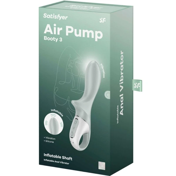 SATISFYER - AIR PUMP BOOTY 3 VIBRATORE ANALE GONFIABILE GRIGIO VERDE