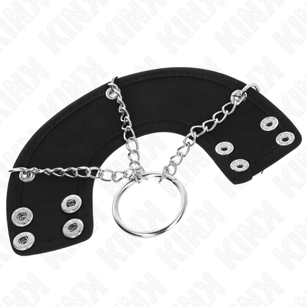 KINK - ANILLO PENE 4 CM CADENA 7 CM METAL CON CINTURÓN POLIPIEL