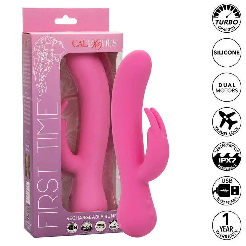 CALEXOTICS - FIRST TIME VIBRATORE CONIGLIO RICARICABILE ROSA