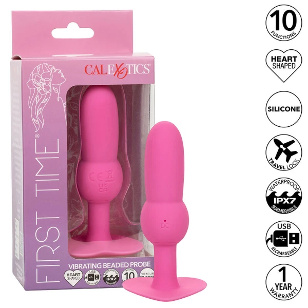 CALEXOTICS - FIRST TIME PLUG ANALE SONDA PERLINE 10 VIBRAZIONI ROSA