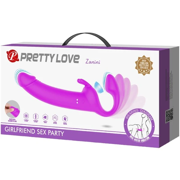 PRETTY LOVE - ZANINI STRAPLESS STRAP-ON 10 VIBRAZIONI VIOLA