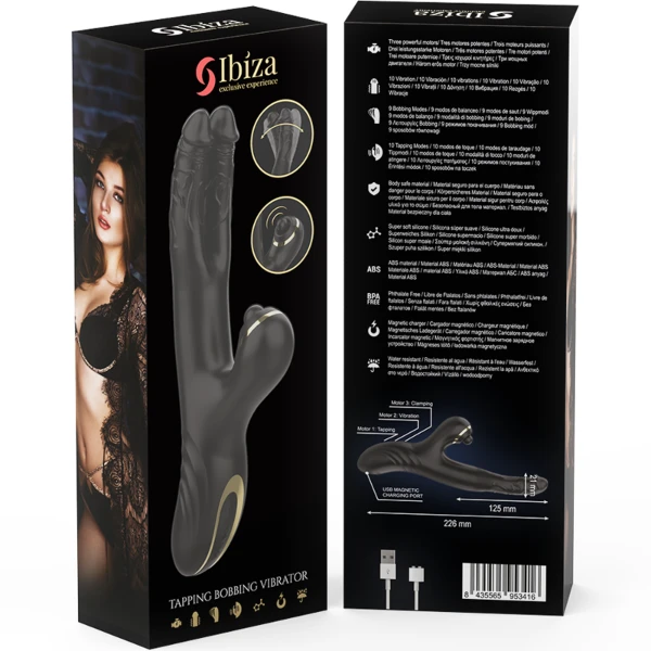 IBIZA - TWO DRAGONS DOPPIO VIBRATORE NERO