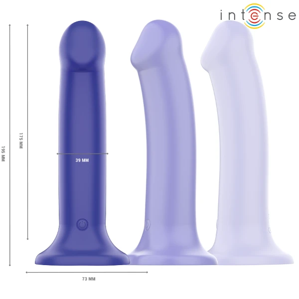 INTENSE - VIBRATORE VICTORIA CON VENTOSA 10 VIBRAZIONI BLU SCURO TELECOMANDO