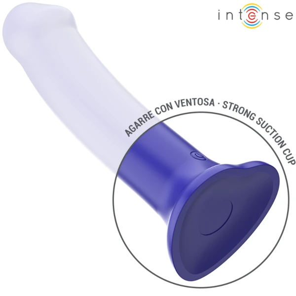INTENSE - VIBRATORE VICTORIA CON VENTOSA 10 VIBRAZIONI BLU SCURO TELECOMANDO