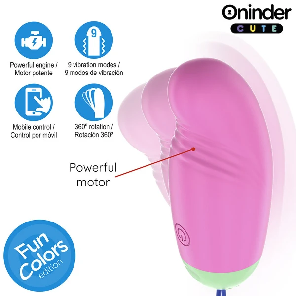 ONINDER CUTE - UOVO IN SILICONE VIBRANTE-ROTANTE A 360° PER AMARE IL PIACERE - APP GLOBALE GRATUITA