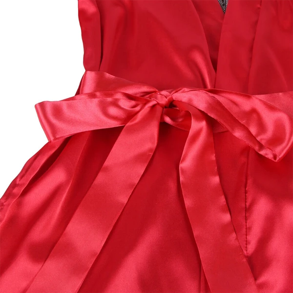 SUBBLIME - 954024 CAMISON DE ENCAJE ESPALDA TRANSPARENTE + TANGA ROJO/NEGRO L/XL