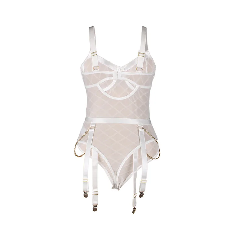 SUBBLIME - 954291 BODY CON CATENE + CINTURA GIACCHE BIANCO L/XL