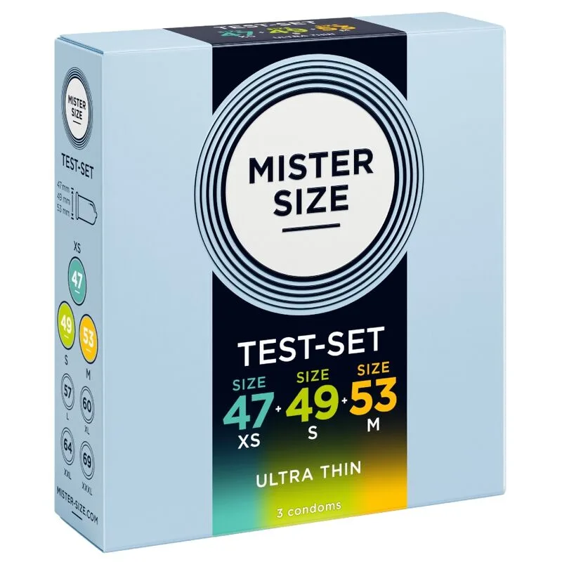 MISTER SIZE - CONFEZIONE CAMPIONE PRESERVATIVI MISURA 47-49-53 MM (3 UNITÀ)