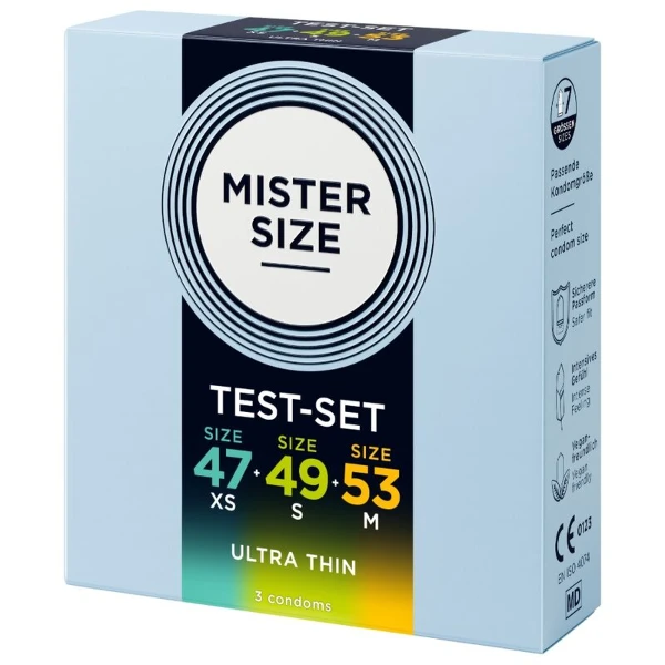 MISTER SIZE - CONFEZIONE CAMPIONE PRESERVATIVI MISURA 47-49-53 MM (3 UNITÀ)