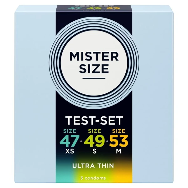 MISTER SIZE - CONFEZIONE CAMPIONE PRESERVATIVI MISURA 47-49-53 MM (3 UNITÀ)