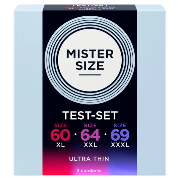 MISTER SIZE - CAMPIONE CONFEZIONE PRESERVATIVI MISURA 60-64-69 MM (3 UNITÀ)