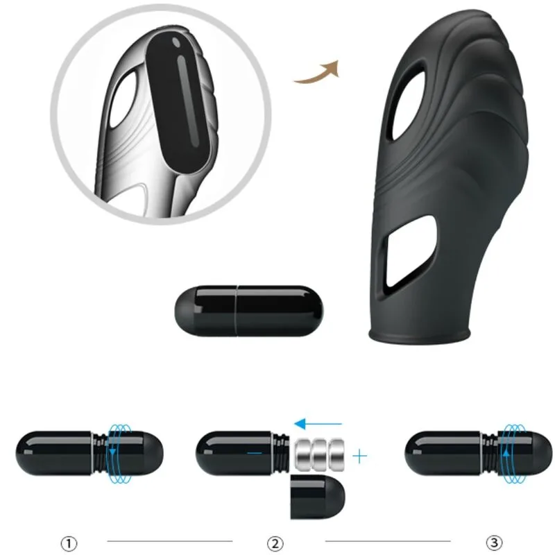 PRETTY LOVE - VIBRATORE DA DITA IN SILICONE LICH NERO