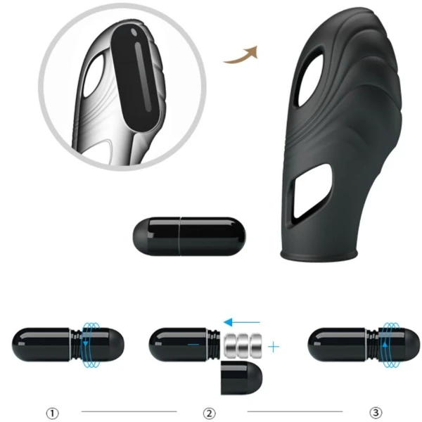 PRETTY LOVE - VIBRATORE DA DITA IN SILICONE LICH NERO