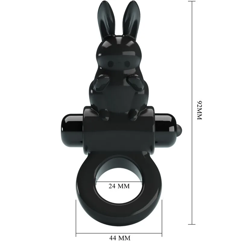 PRETTY LOVE - ANELLO VIBRATORE CONIGLIO ECCITANTE 10 VIBRAZIONI NERO
