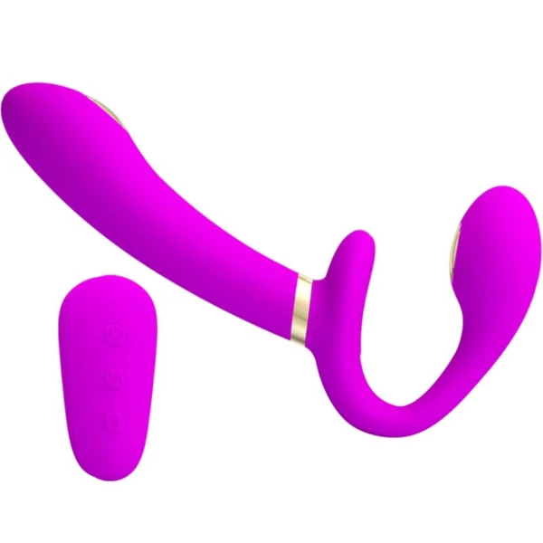 PRETTY LOVE - THUNDERBIRD DOPPIO VIBRATORE CON STRAP-ON E TELECOMANDO VIOLA