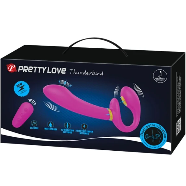PRETTY LOVE - THUNDERBIRD DOPPIO VIBRATORE CON STRAP-ON E TELECOMANDO VIOLA