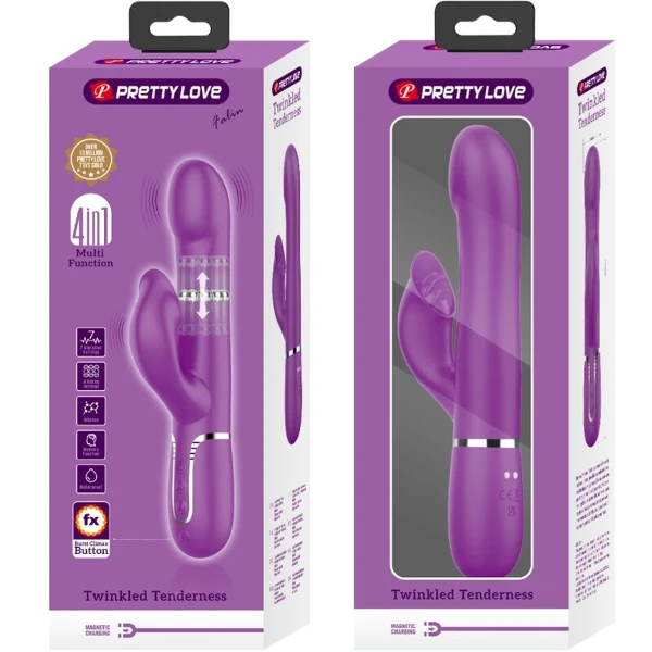 PRETTY LOVE - VIBRATORE E STIMOLATORE MULTIFUNZIONE 4 IN 1 VIOLA