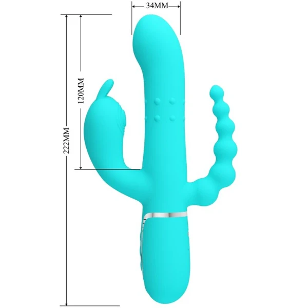 PRETTY LOVE - CAMMY 4 IN 1 MULTIFUNZIONE VIBRATORE TRIPLE RABBIT BLU