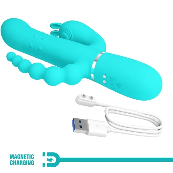 PRETTY LOVE - CAMMY 4 IN 1 MULTIFUNZIONE VIBRATORE TRIPLE RABBIT BLU