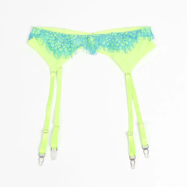 SUBBLIME - 955328 COMPLETO REGGISENO CON PIZZO E LINEE GIARRETRICI VERDE E BLU L/XL