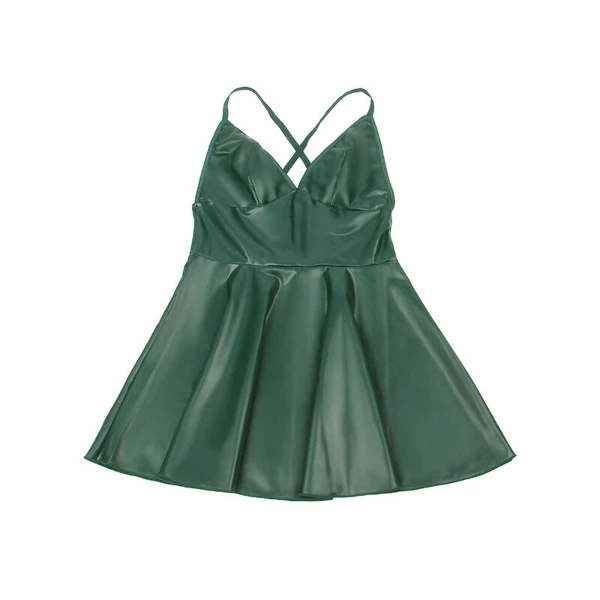 SUBBLIME - 955441 ABITO CON SPALLINE IN PELLE VERDE L/XL
