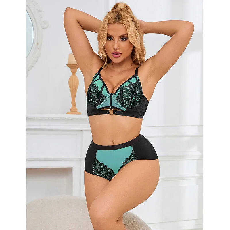 SUBBLIME - 955557 SET REGGISENO IN VERNICE VERDE CON CERNIERA S/M