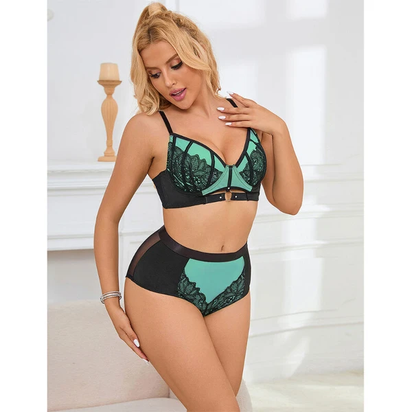 SUBBLIME - 955557 SET REGGISENO IN VERNICE VERDE CON CERNIERA S/M