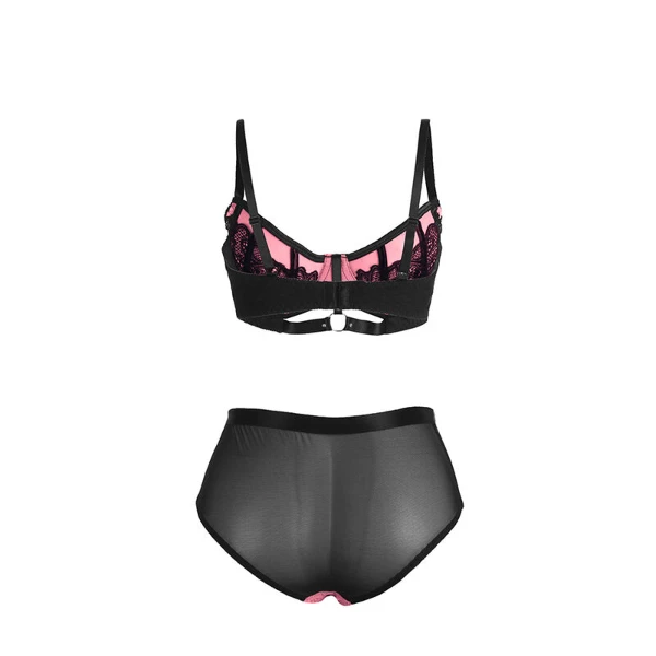 SUBBLIME - 955588 SET REGGISENO IN VERNICE ROSA CON CERNIERA IN RETE L/XL
