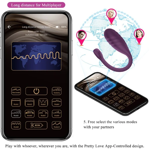 PRETTY LOVE - VIBRATORE CONTROLLATO DA APP LEVIATHAN VIOLA